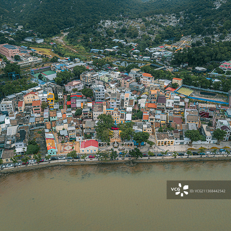 中国澳门特别行政区路环岛航拍图片素材