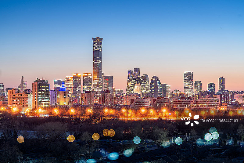 北京国贸城市天际线夜景图片素材