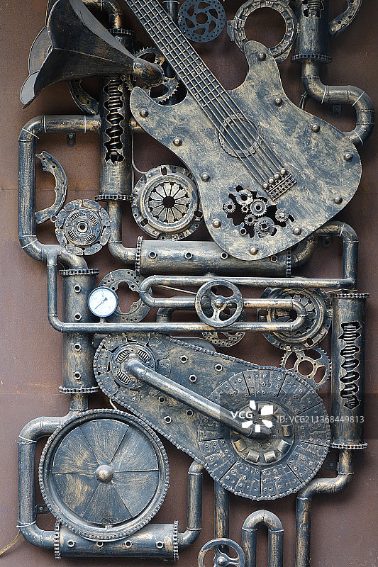 工业风背景墙平视角特写图片素材