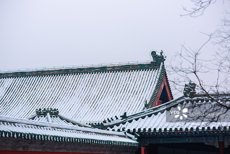 雪中的中国北京天坛公园图片素材