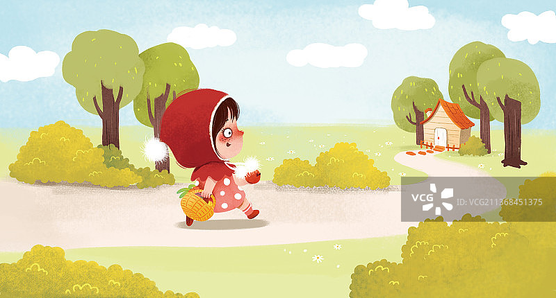 小红帽与大灰狼儿童童话故事绘本户外自然图片素材