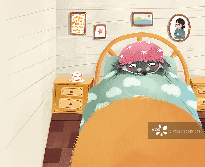 小红帽与大灰狼儿童童话故事绘本图片素材