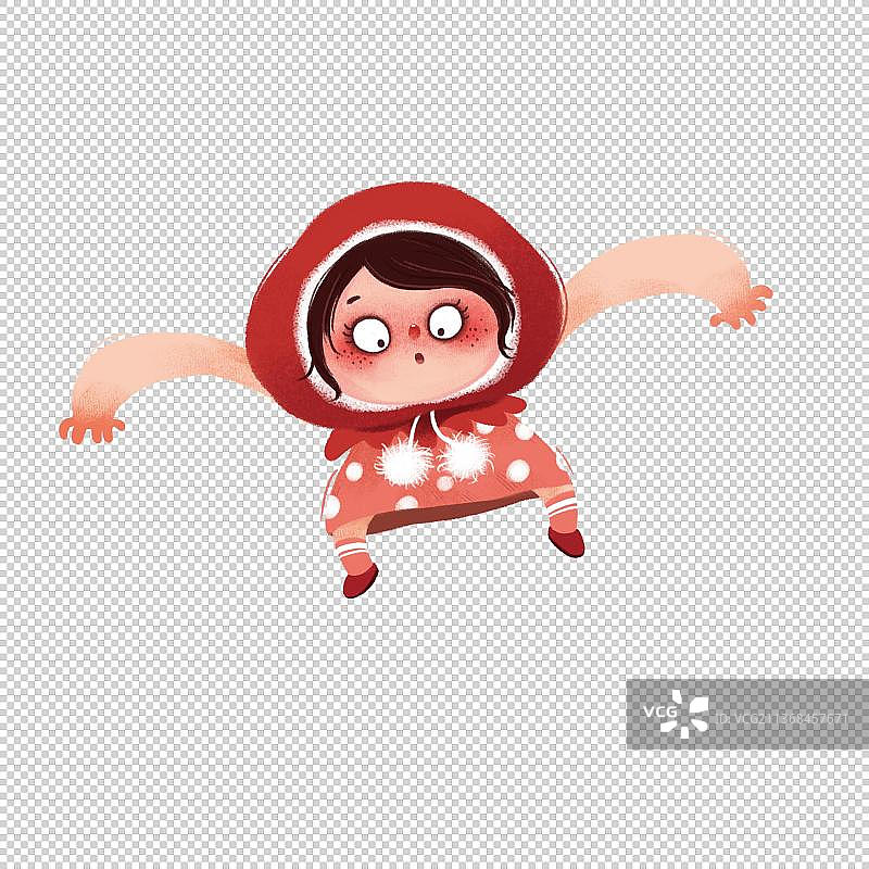 小女孩夸张动作跳跃图片素材