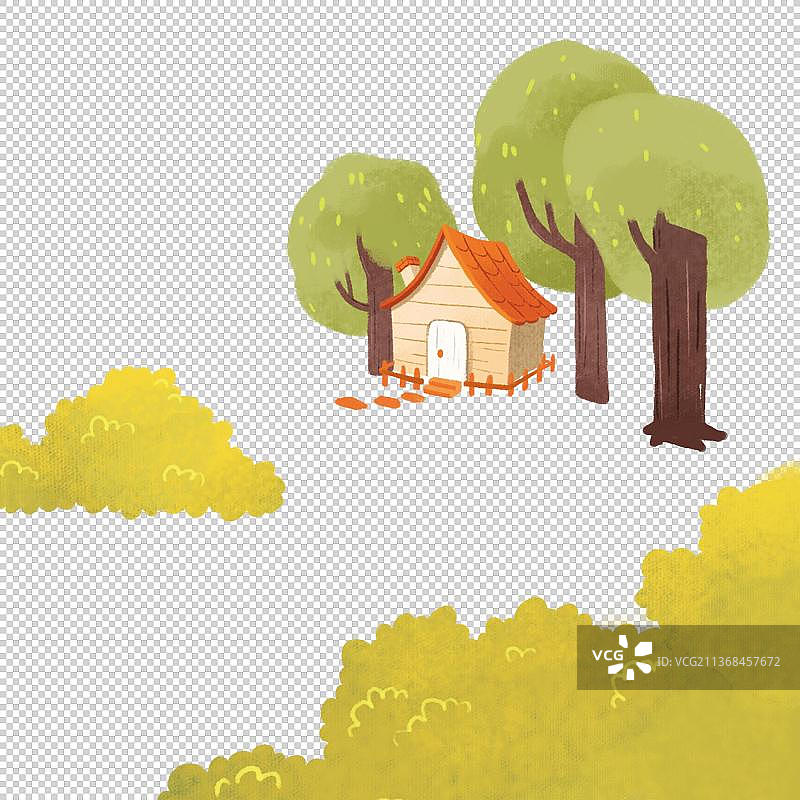 美丽的自然风光森林里的小木屋图片素材