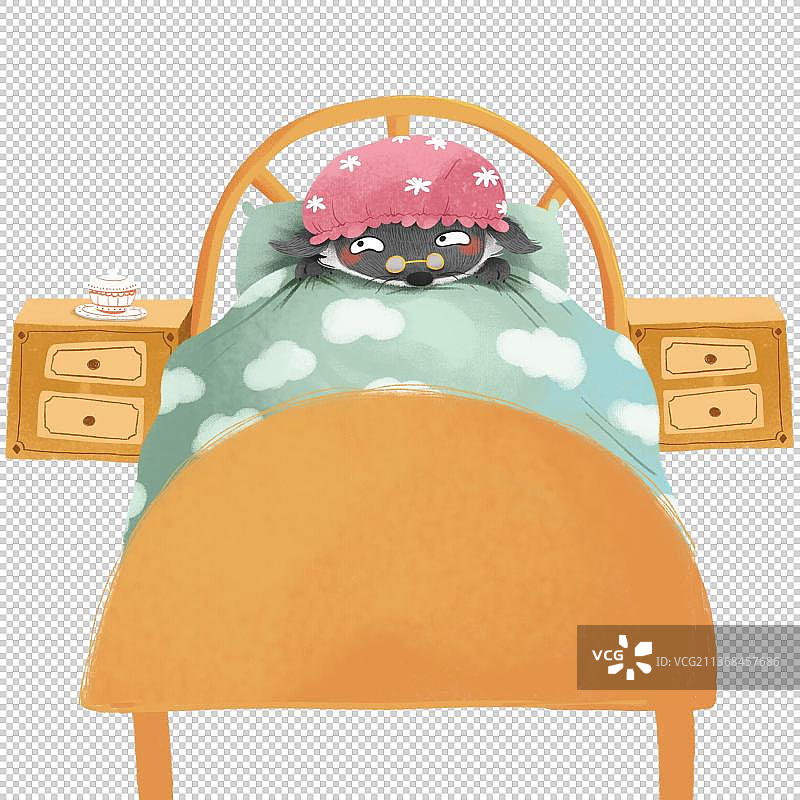 睡在床上的大灰狼2图片素材