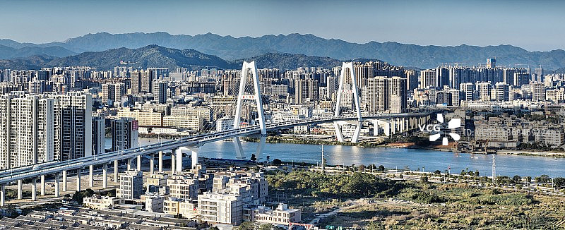 揭阳大桥长焦航拍图片素材