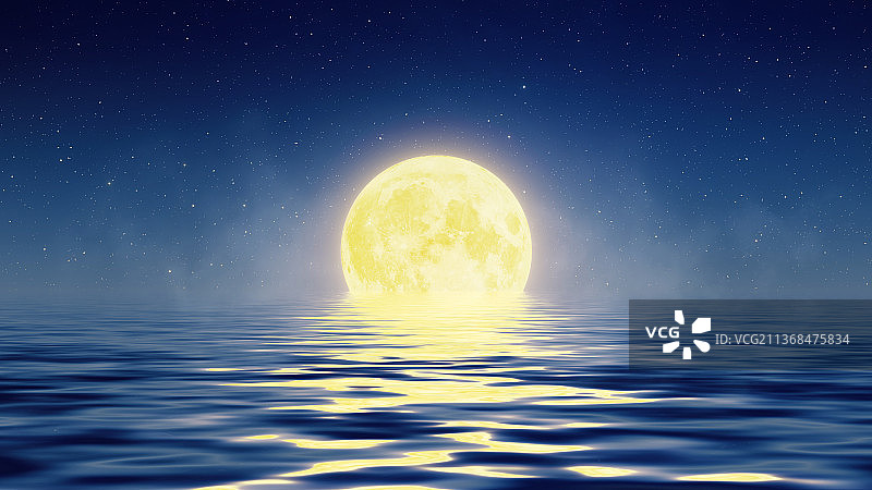 水面中的月亮图片素材