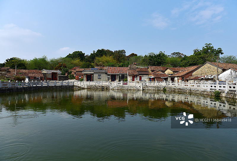 广东省东莞市桥头镇东莞迳联古村落迳联社区航拍图片素材