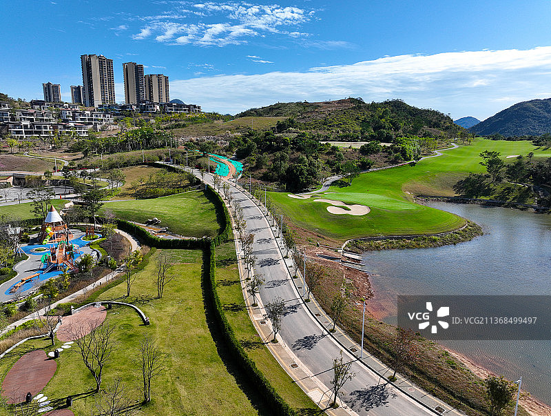 广东省惠州市惠东县巽寮湾星河山海半岛高尔夫球会航拍图片素材
