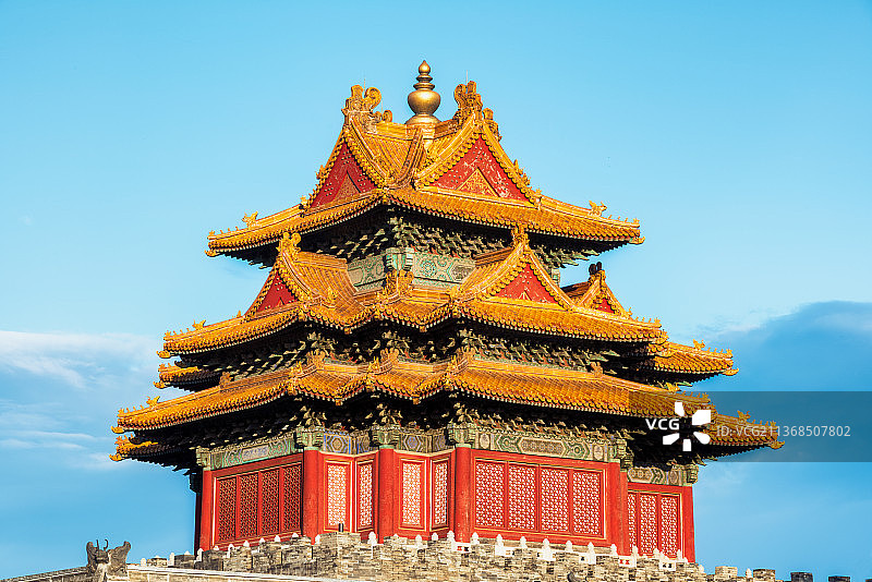 亚洲中国北京故宫博物院角楼特写图片素材