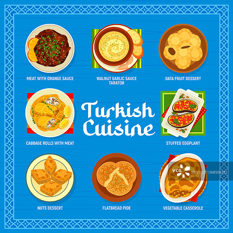 阿拉伯清真食品土耳其美食菜单图片素材