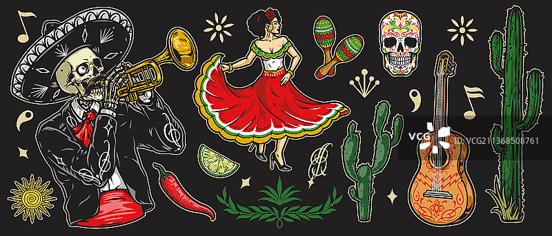 亡灵节彩色标志合集图片素材