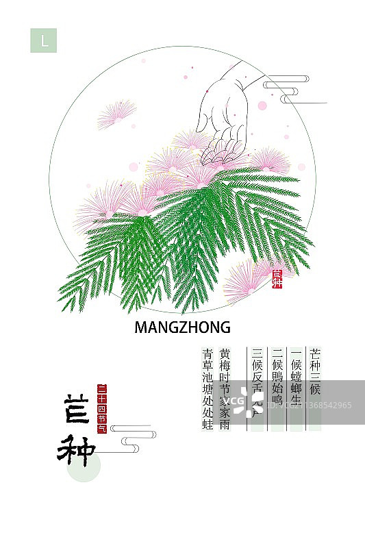 唯美花卉插画二十四节气海报模板芒种图片素材