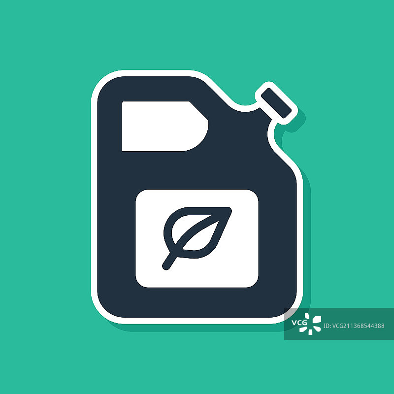 绿色背景上的蓝色生物燃料罐图标图片素材