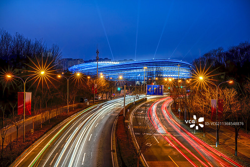 国家速滑馆夜景图片素材