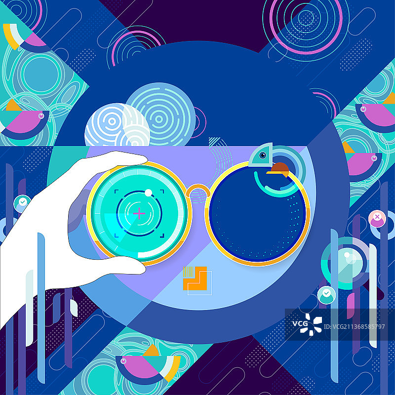 蓝色眼镜科技摇滚少女图片素材