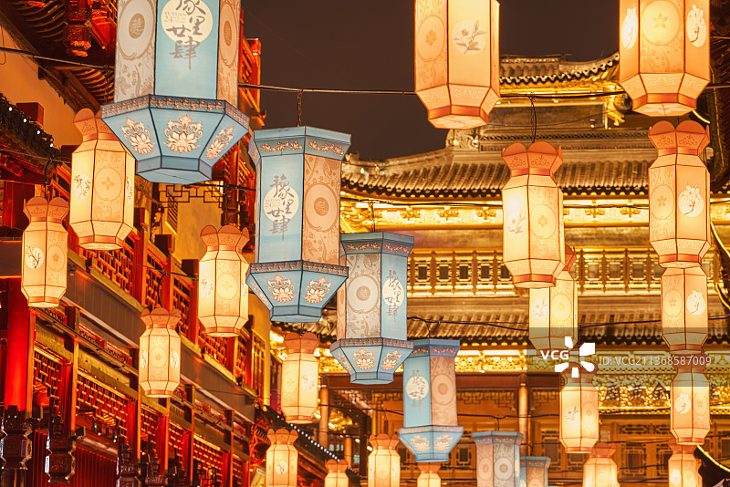 上海城隍庙豫园春节元宵节灯笼图片素材
