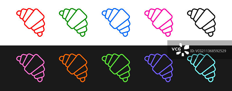 黑色背景上的羊角面包图标图片素材