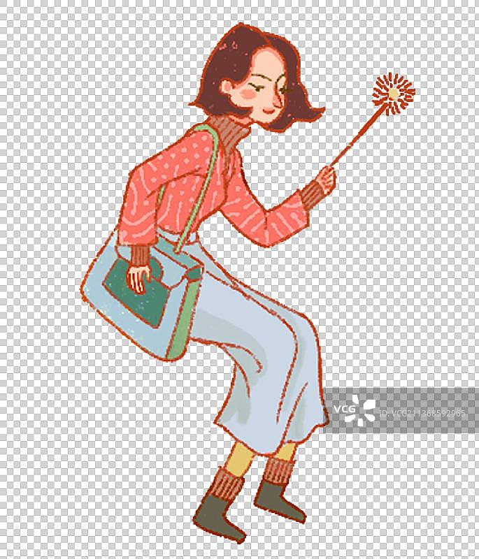 放烟花的都市女郎图片素材