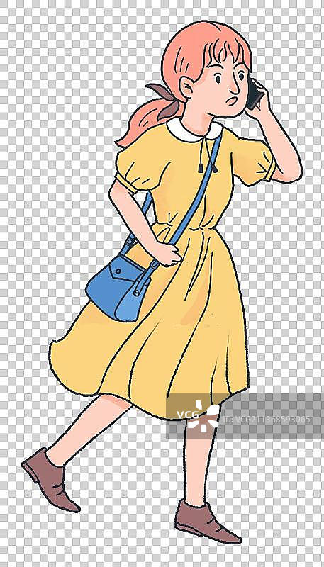 打电话的小女孩图片素材