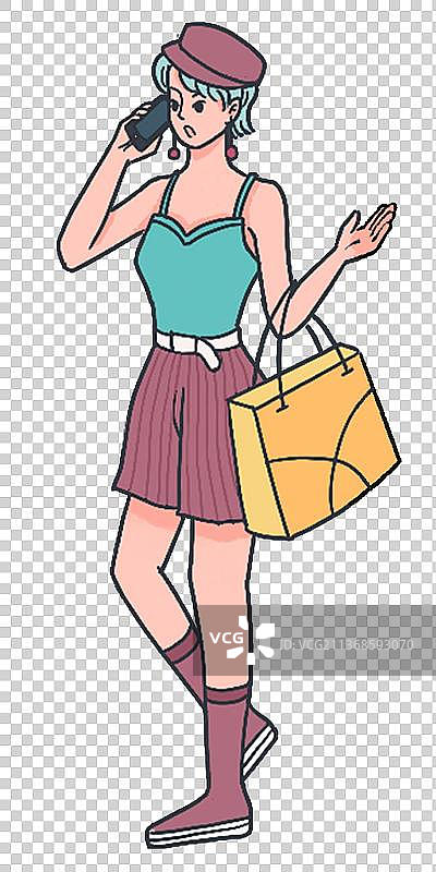打电话的时髦女郎图片素材