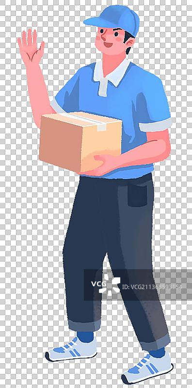 打招呼的快递员图片素材