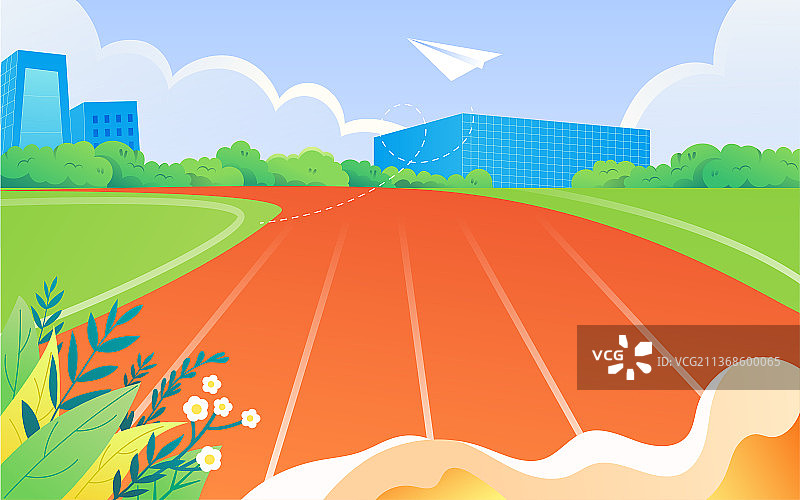 开学季人物上学插画校园操场学生开学海报图片素材