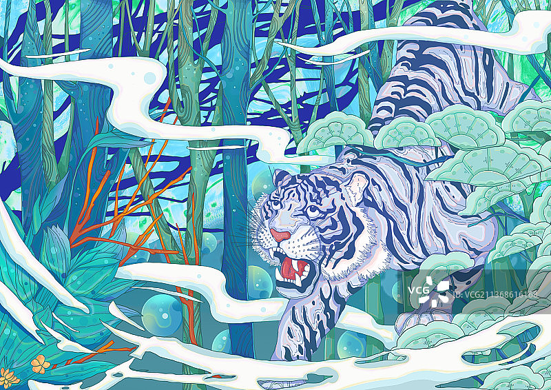 五行虎——木图片素材