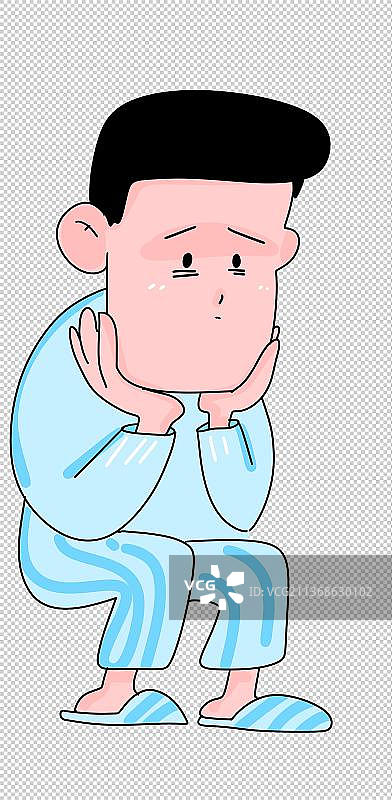 手绘卡通漫画设计素材元素失恋失眠抑郁症的人图片素材