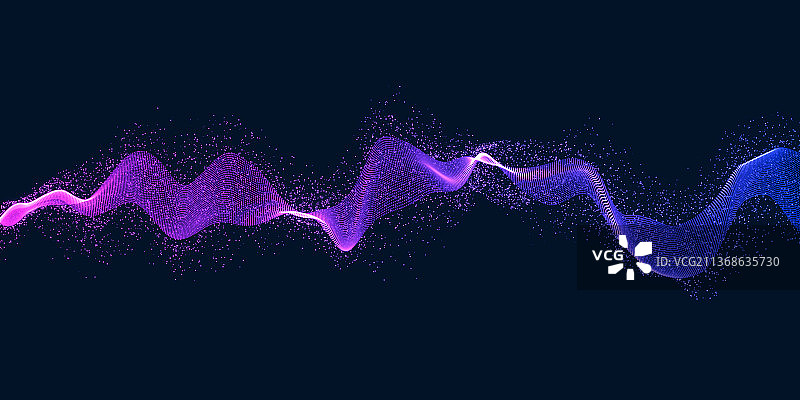 抽象粒子组成的波浪形态的科技背景图片素材
