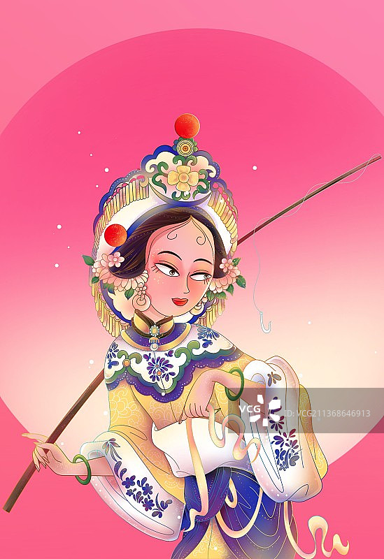 古装美人国风插画图片素材