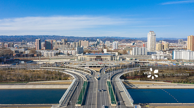 河南焦作城市风光航拍图片素材