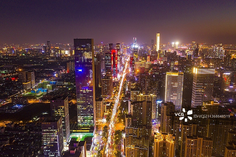 航拍湖南长沙城市夜景风光图片素材