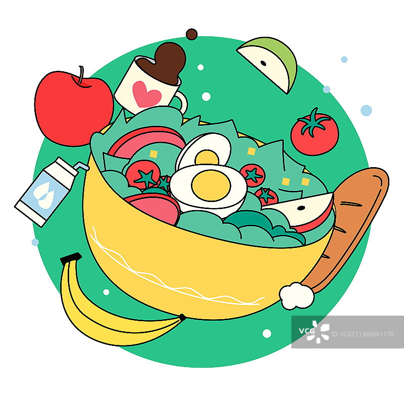 健康减肥食物矢量插画图片素材