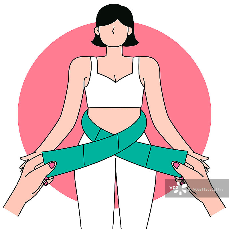 手拉尺子量腰围矢量插画图片素材