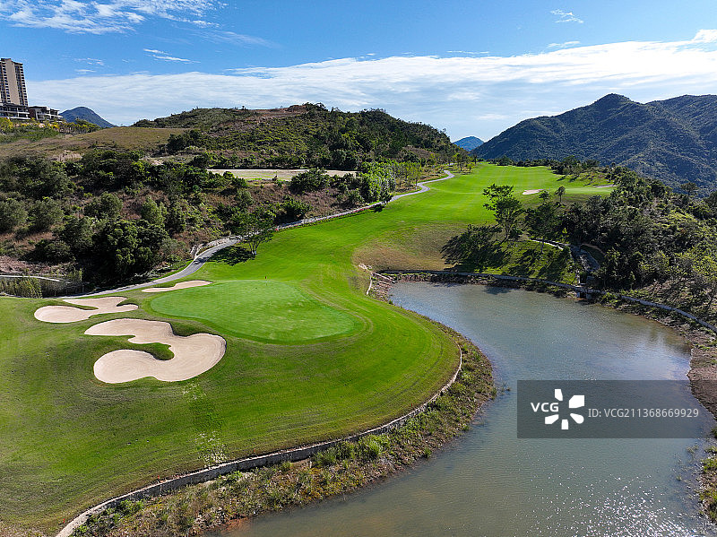 广东省惠州市惠东县巽寮湾星河山海半岛高尔夫球会航拍图片素材