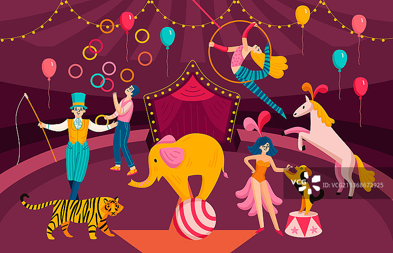 马戏团彩色构图图片素材