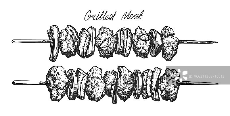烤肉串与蔬菜图片素材