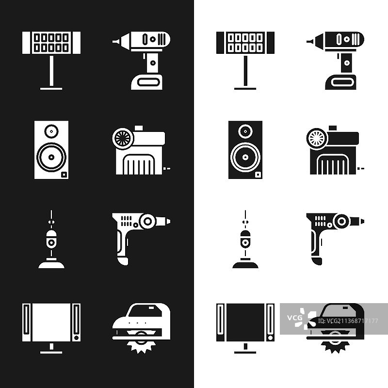 空气压缩机立体声扬声器电气套装图片素材