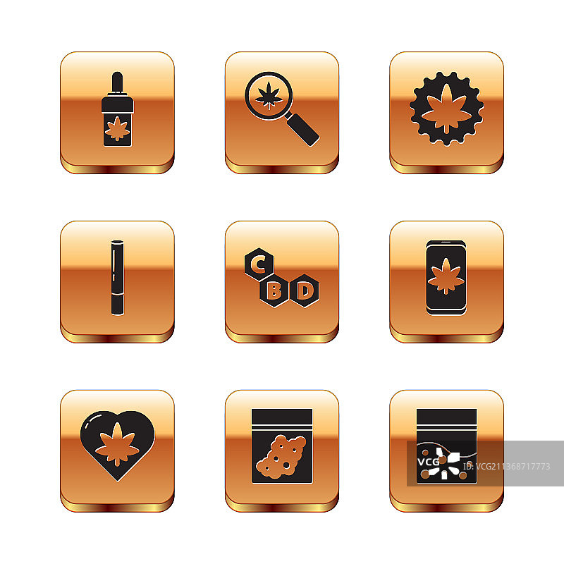 心形大麻橄榄油叶设置图片素材