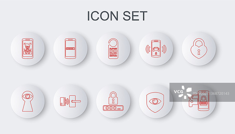 智能汽车、安防系统、钥匙孔线条设计图片素材