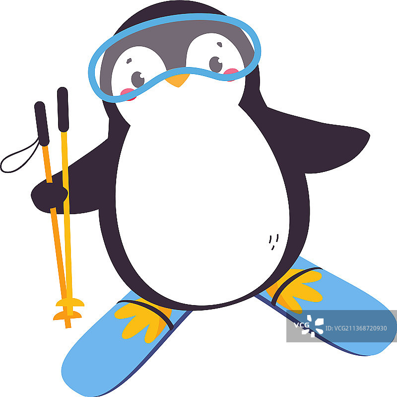 戴着护目镜、红脸蛋的可爱企鹅图片素材