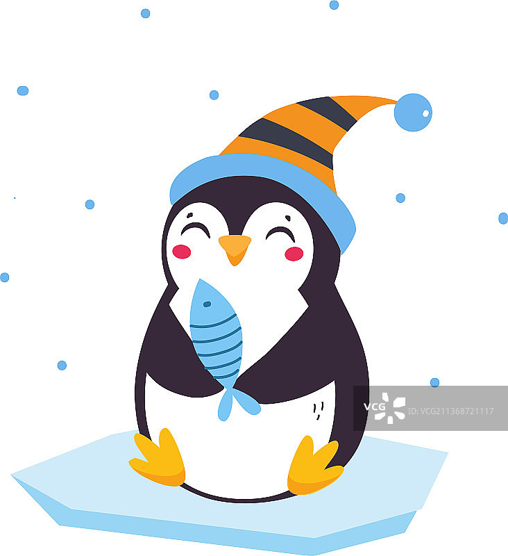 戴帽子红脸颊的可爱企鹅图片素材