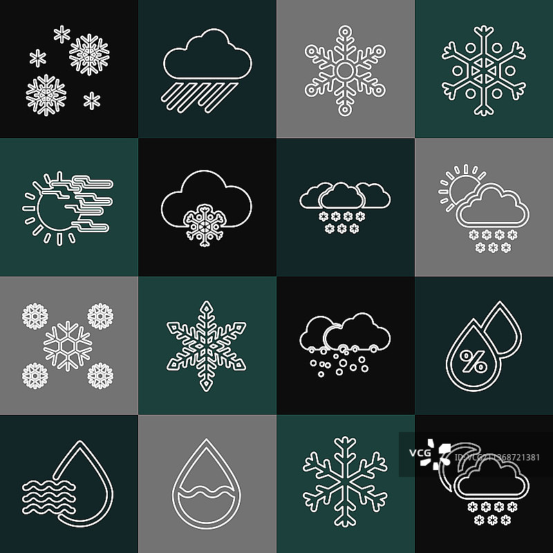 线条云与雪月水滴图片素材