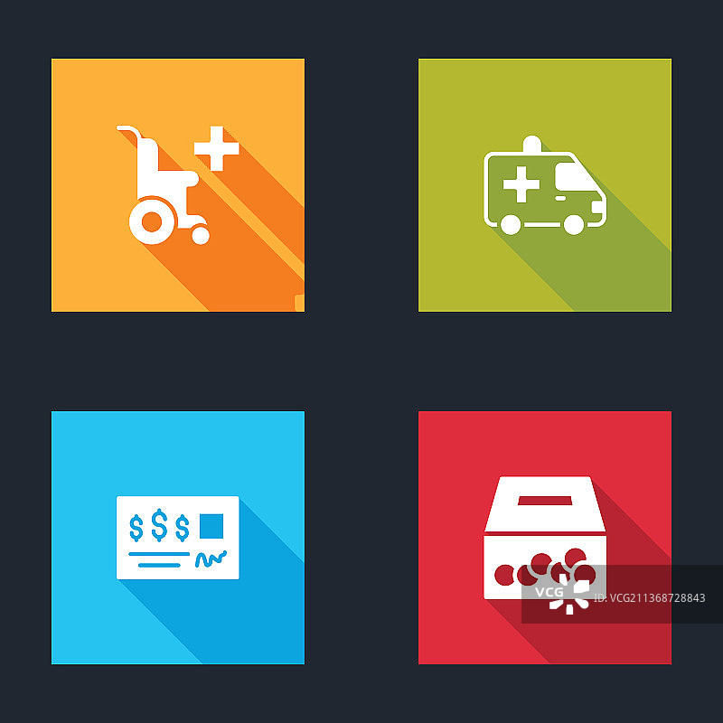 残疾人轮椅与救护车组合图片素材