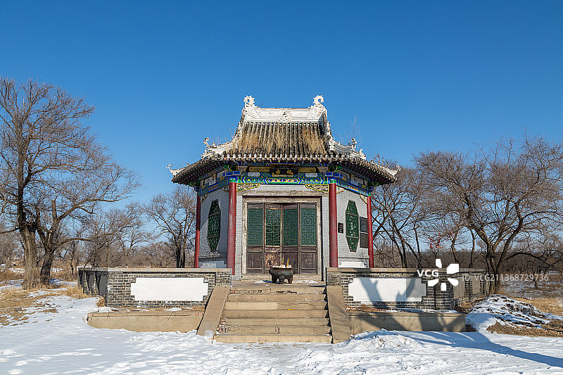 黑龙江省齐齐哈尔市明月岛 万善寺 福寿殿图片素材