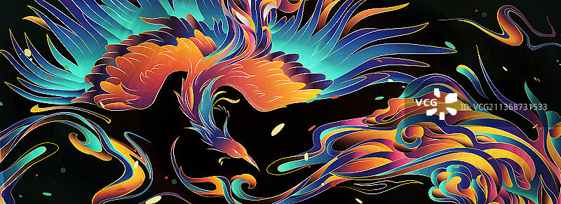 彩色凤凰背景图片素材