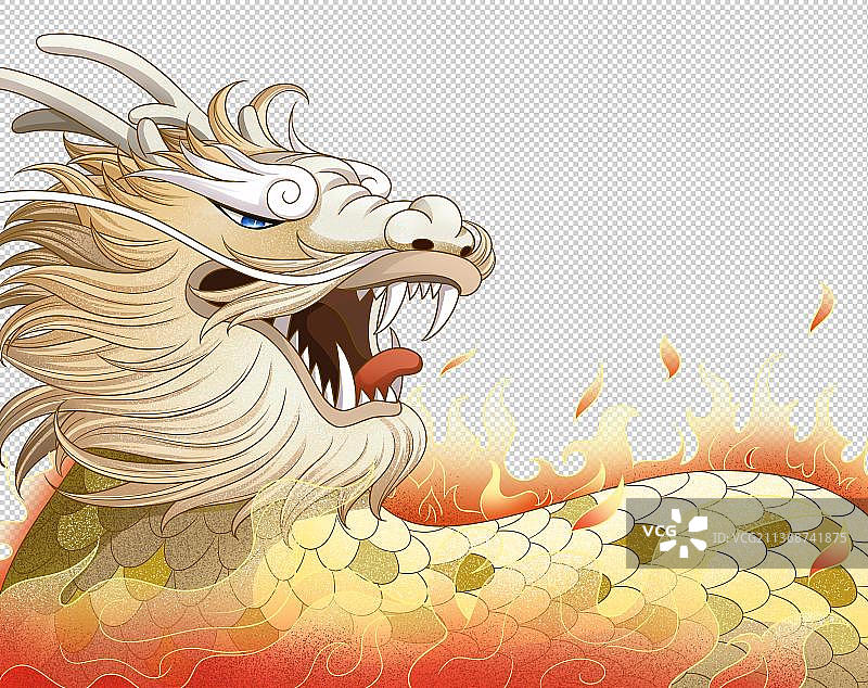 国潮风插画火麒麟图片素材
