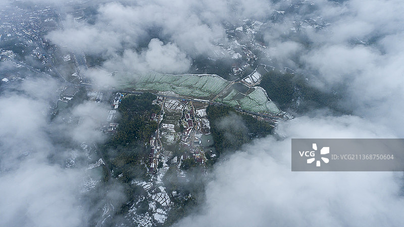 航拍中国安徽省宣城市郎溪县观天下景区云海风光图片素材
