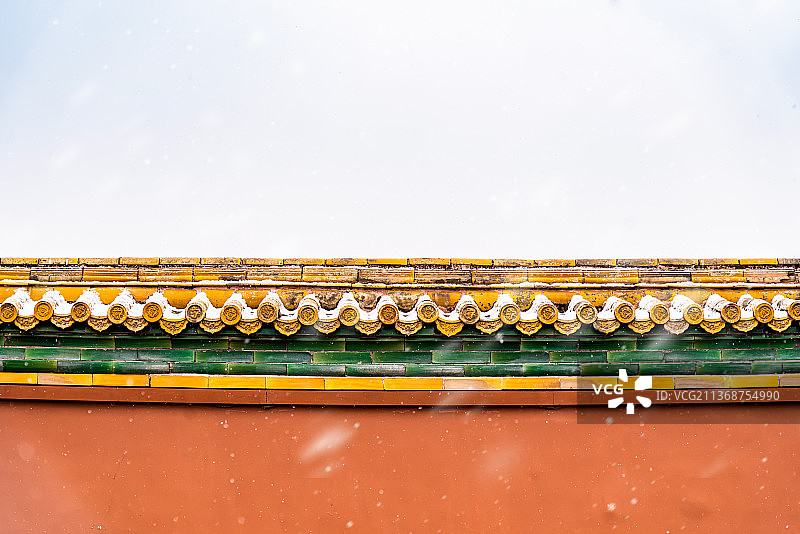 北京故宫屋檐雪景图片素材